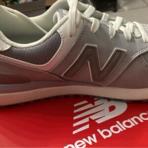 New Balance Light Gray and White Sneakers